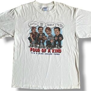 Vtg Comedy Tour White T-Shirt Sz‎ L Jeff Foxworthy Ron White Larry the Cable Guy